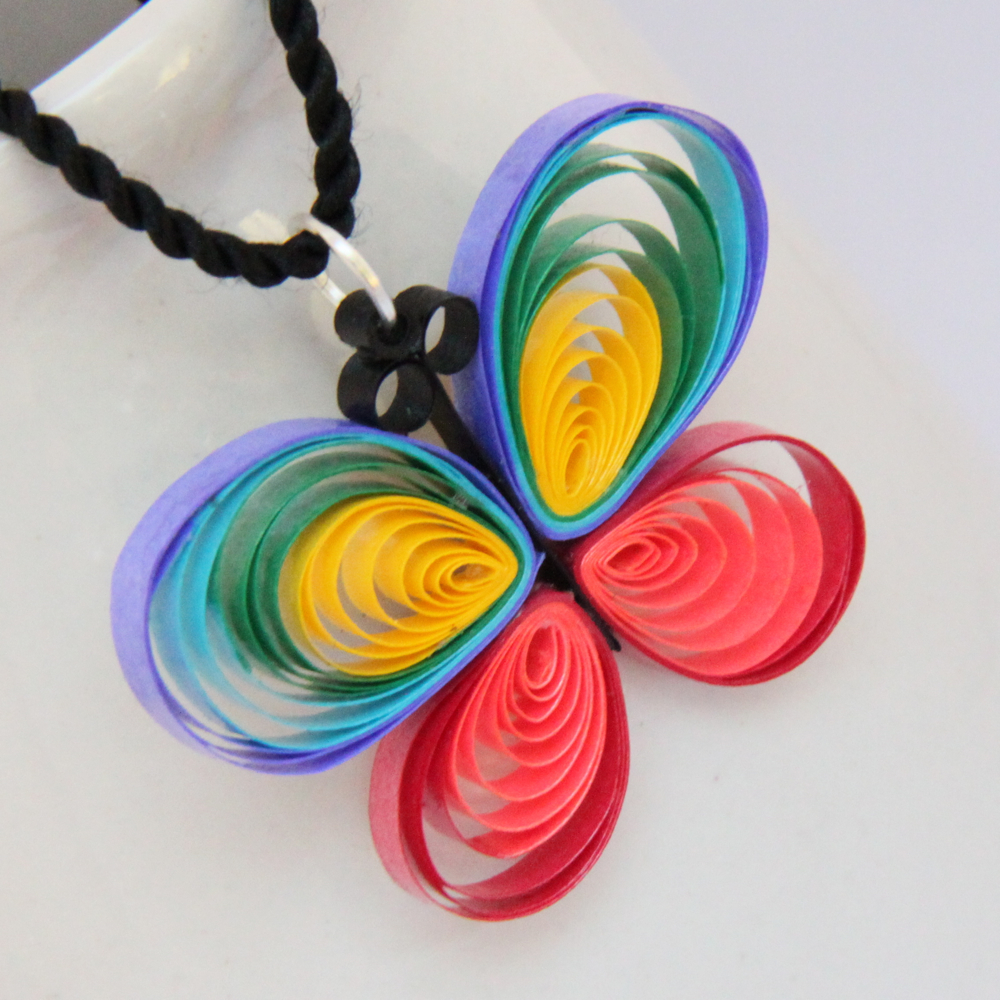 paper quilling butterfly necklace